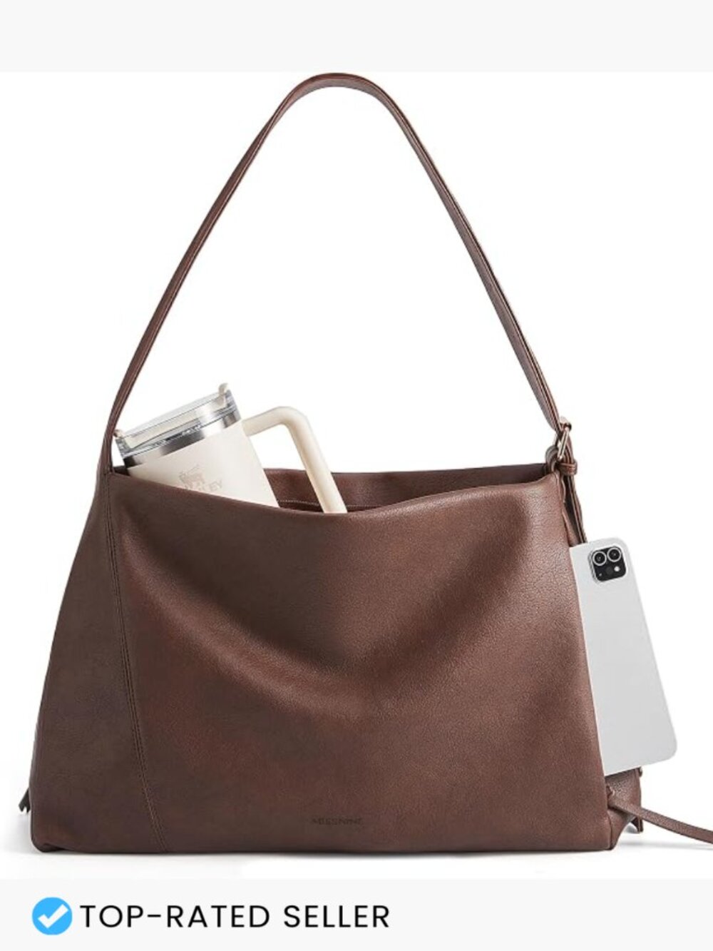 Vegan Leather Hobo Bag Women Slouchy Shoulder Purse Large Tote Laptop Crossbody